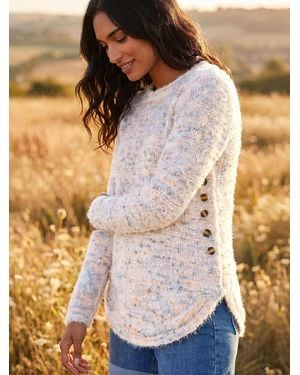 Roman Nep Curved Hem Sweater - Metallic