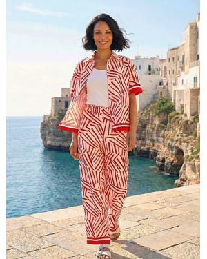 Roman Geometric Buttoned Shirt - Red