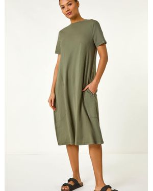 Roman Relaxed T-Shirt Stretch Dress - Green