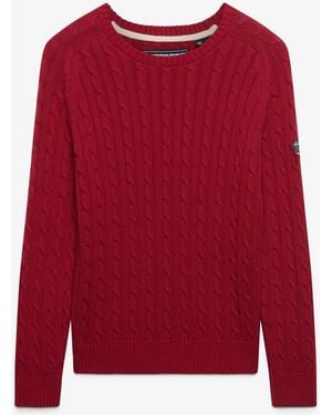 Superdry Slouchy Cable Knit Sweater - Red