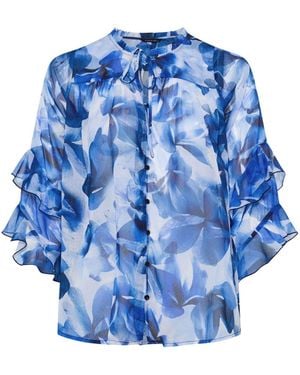 Evans Frilled Sleeve Occasion Top - Blue
