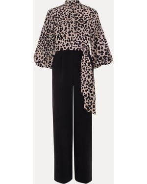 Phase Eight Leopard Jumpsuit - Black