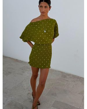 Never Fully Dressed Mini Plisse Tilly Dress - Green