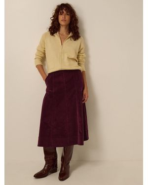 Monsoon Yasmin Corduroy Midi Skirt - Purple