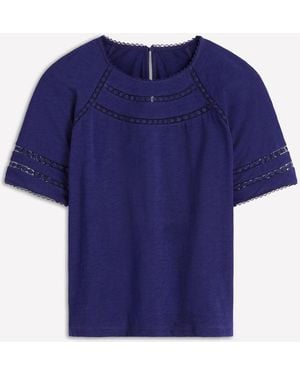 Boden Poppy Trim Crew Neck T-Shirt - Blue
