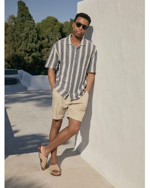 Threadbare Crochet Relaxed Fit Short Sleeve Shirt - Blue