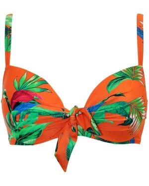 Pour Moi Paradiso Leicht Wattiertes Bikini-Top Mit Bügeln Und Schnürung Vorne - Rot