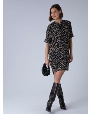Religion Decoy Tunic Dress With Neck Tie - Black