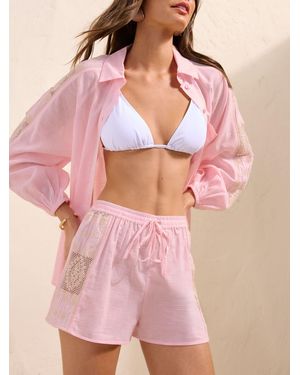 Friends Like These Crochet Insert Shorts - Pink