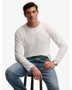 Superdry Classic Cotton Linen Long Sleeve Top - Gray