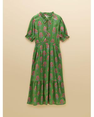Joules Larissa Tie Neck Midi Dress - Green