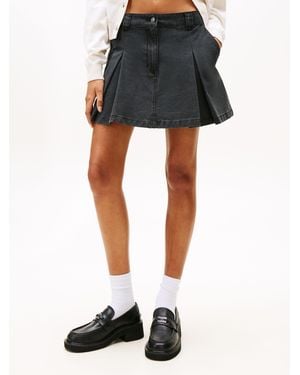Tommy Hilfiger Pleated Denim Mini Skirt - Black