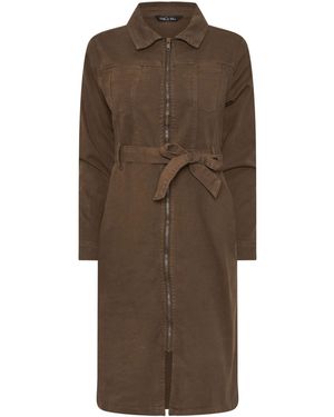 M Com Zip Detail Denim Dress - Braun