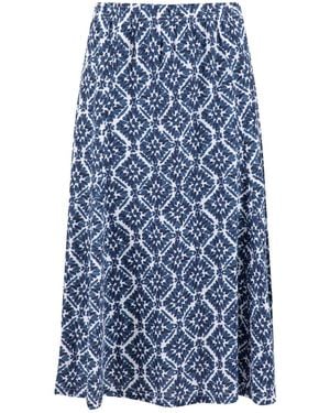 Weird Fish Romaro Printed Jersey Midi Skirt - Blau