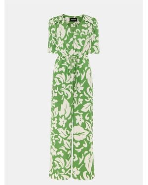Whistles Floral Print Tie Waist Jumpsuit - Green