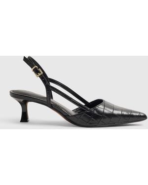 River Island Pumps Mit Krokoprägung, Absätzen Und Fersenriemen - Weiß