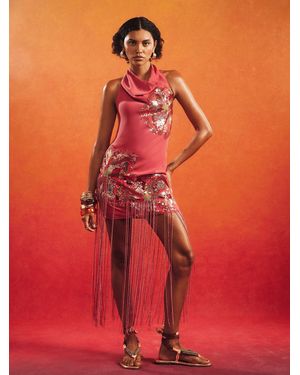 River Island Terry De Havilland Sequin Embellished Tassel Mini Dress - Red