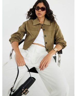 River Island Suedette Overshirt - Green