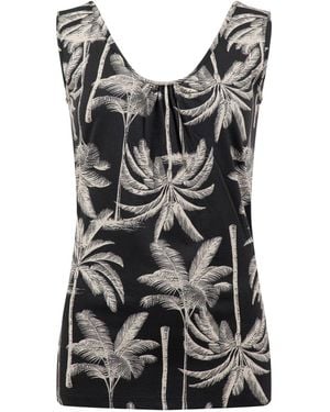 Weird Fish Dani Printed Scoop Neck Vest - Black