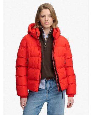 Superdry Hooded Sports Puffer Jacket - Red