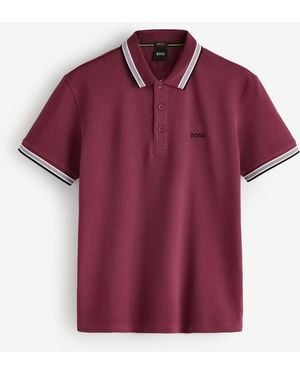 BOSS Regular-Fit Paddy Tipped Collar Polo Shirt - Red