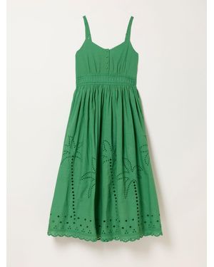 FatFace Teri Petite Embroidered Midi Dress - Green