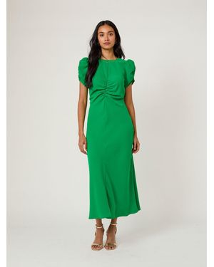 Nobody's Child Nobodys Child Petite Naomi Round Neck Short Sleeve Midi Dress - Green