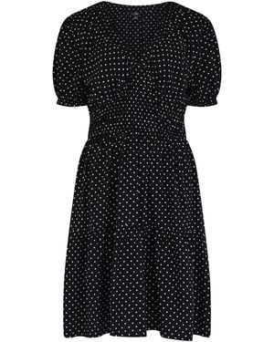 Pour Moi Polka Dot Danielle Elasticated Chanel Tiered Short Dress - Black