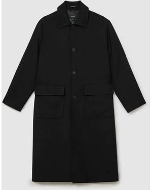 Reiss Clyde Wool-Blend Twill Single-Breasted Overcoat - Black