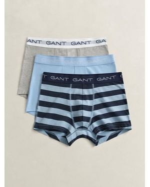 GANT Stripe Stretch Cotton Boxers 3 Pack - Blue