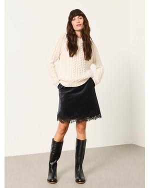 FatFace Fatface Louisa Velvet Lace Trim Mini Skirt - Natural