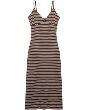 Superdry V-Neck Striped Maxi Dress - White