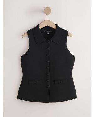 Next Smart Button Up Knitted Waistcoat - Black