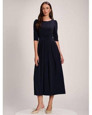 Jolie Moi 3/4 Sleeve Plain Jersey Maxi Dress - Blue