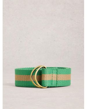 White Stuff Striped Webbing Belt - Green