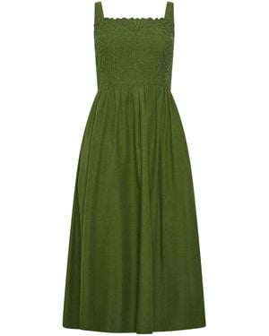 M Com Petite Linen Blend Cornelli Dress - Green