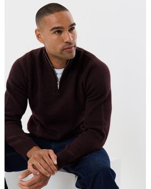 Threadbare Raglan Rib Quarter Zip Knitted Sweater - Black