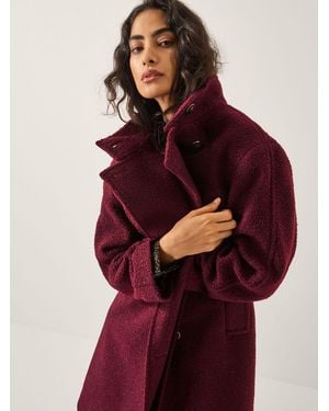 Monsoon Freya Bouclé Coat - Red