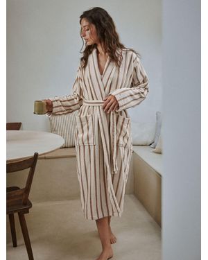 Yard Natural Hebden Stripe Towelling Robe - Brown