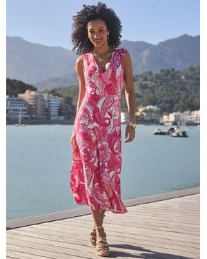 Sosandar Paisley Print Tie Shoulder Maxi Dress - Blue