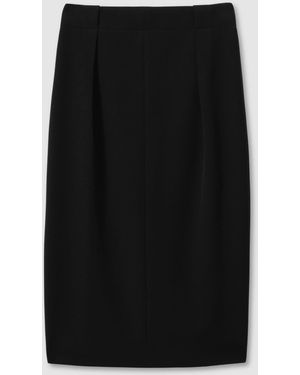 Reiss Gabi - Black Pleated Crepe Pencil Skirt