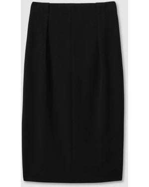 Reiss Gabi - Black Pleated Crepe Pencil Skirt