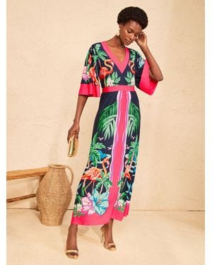 Love & Roses Petite V-Neck Batwing Jersey Maxi Dress - Pink