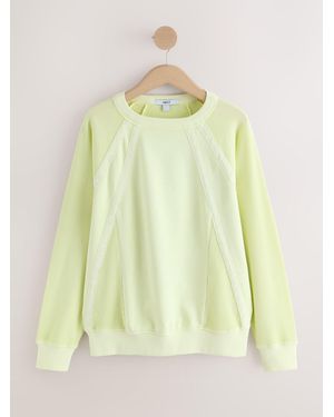 Next Lace Trim Waffle Sleeve Lightweight Sweatshirt - Yellow