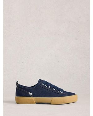 White Stuff Pippa Canvas Lace Up Sneakers - Blue