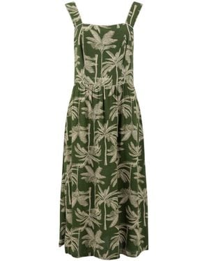 Weird Fish Tatum Printed Square Neck Midi Dress - Green