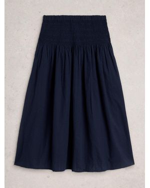 White Stuff Suri Shirred Midi Skirt - Blue