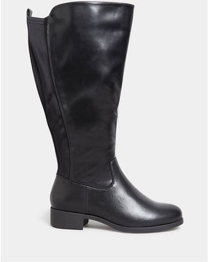 Yours Curve Extra Wide Fit Stretch Knee High Boots - Black