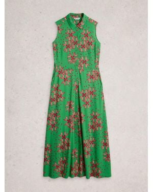 White Stuff Rua Maxi Jersey Shirt Dress - Green