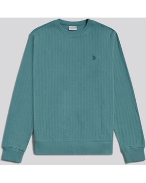 U.S. POLO ASSN. U. S. Polo Assn U. S. Polo Assn Vertical Texture Double Horsemen Sweatshirt - Green